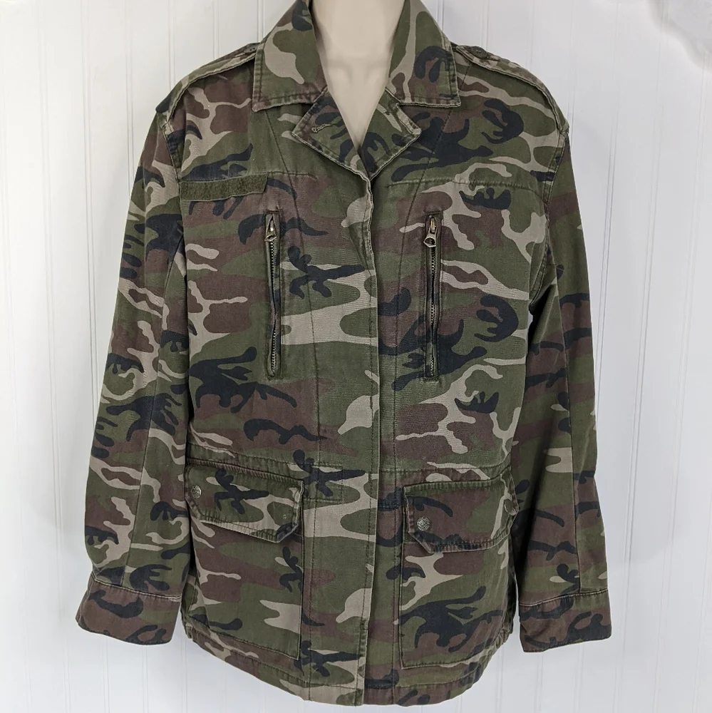 TOPSHOP Camo Field Utility Jacket Sz 4 - Picture 2 of 13